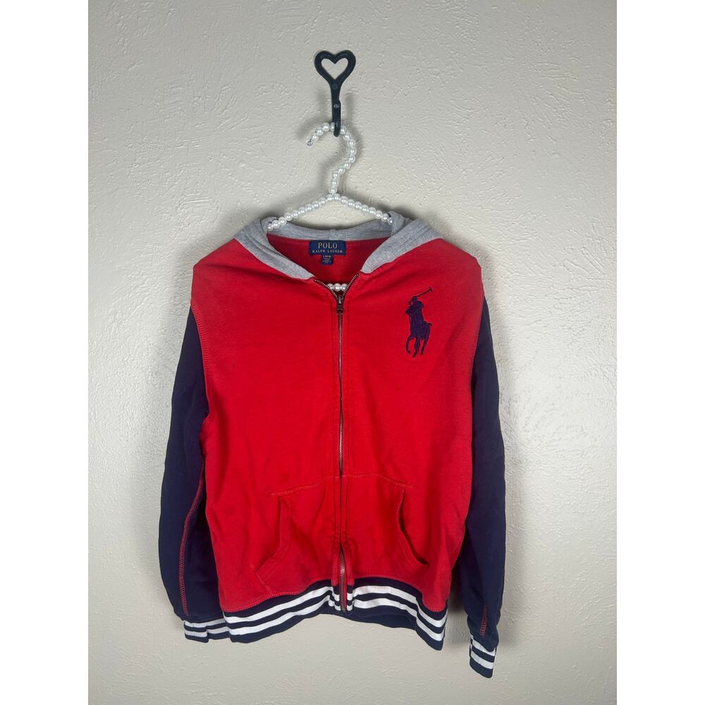 Polo Ralph Lauren Jacket Kids Size Large Colorblock Full Zip Hooded BIG PONY